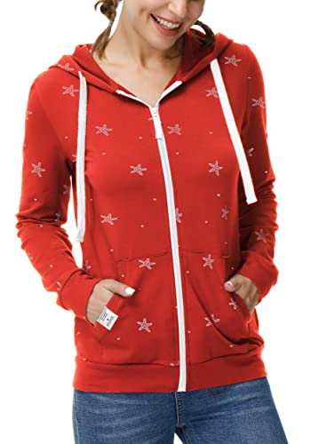 TrendiMax Sudadera con Capucha Chaqueta Cremallera Casual Otoño Invierno Hoody Sweatjacket Deporte Rojo M