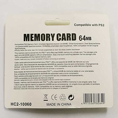 Triamisus Tarjeta de Memoria Tarjeta de Memoria Capacidad Suficiente Tarjeta de Almacenamiento Compatible con Accesorios electrónicos Ps2 - Negro 64M