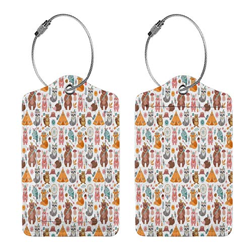 Tribal Zoo - Juego de etiquetas de piel para maleta, accesorios de viaje