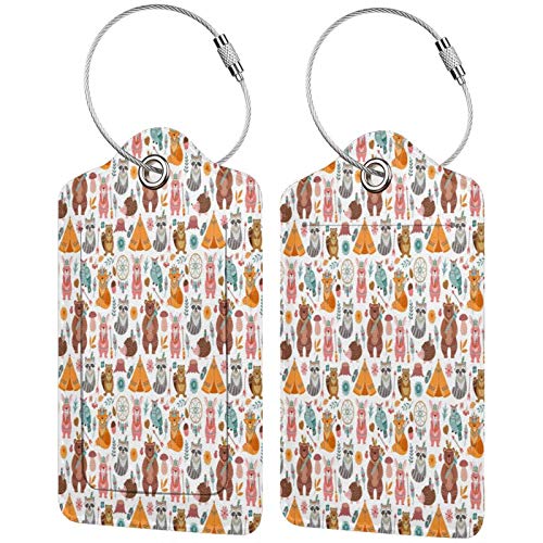 Tribal Zoo - Juego de etiquetas de piel para maleta, accesorios de viaje