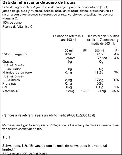 Trina Bebida Sin Gas de Naranja, Refresco Bajo en Calorías - Botella 1,5L
