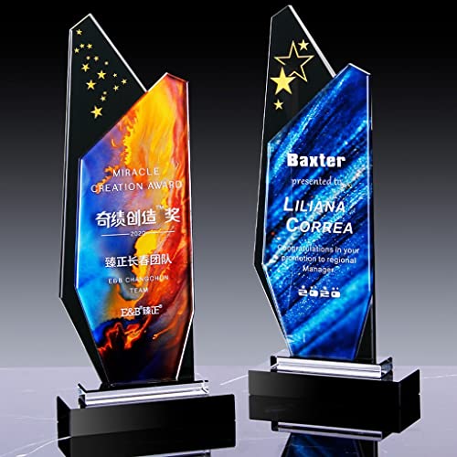 Trofeos, Cristal de Vidrio, Bases de mármol, Grabado Gratis, Ceremonias y concursos premios, medallas de Souvenir Creativas (Color : A, Size : 21 * 12cm)