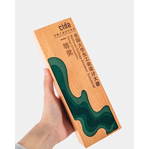 Trofeos de Cristal de Cristal, Creativo Personalizado del Campeonato, Recuerdo de Letras Gratis, Medalla de Madera de Honor, Mitad Precio for la Segunda Pieza (Color : Brown, Size : 24 * 8 * 5cm)