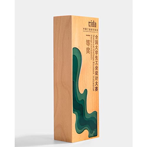 Trofeos de Cristal de Cristal, Creativo Personalizado del Campeonato, Recuerdo de Letras Gratis, Medalla de Madera de Honor, Mitad Precio for la Segunda Pieza (Color : Brown, Size : 24 * 8 * 5cm)