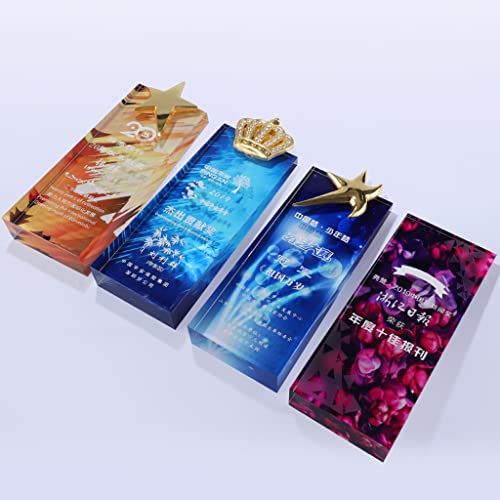 Trofeos de Cristal, Texto Grabado Gratis, impresión en Color Premios de Corona Creativa, Ceremonia Personalización (Color : A, Size : 20 * 8cm)