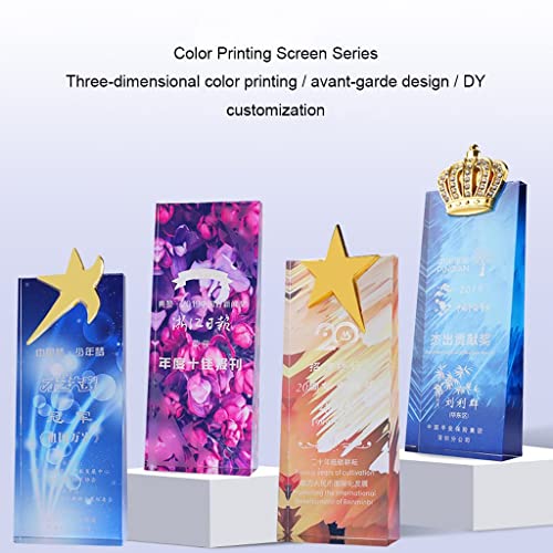 Trofeos de Cristal, Texto Grabado Gratis, impresión en Color Premios de Corona Creativa, Ceremonia Personalización (Color : A, Size : 20 * 8cm)