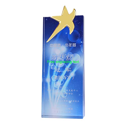 Trofeos de Cristal, Texto Grabado Gratis, impresión en Color Premios de Corona Creativa, Ceremonia Personalización (Color : A, Size : 20 * 8cm)