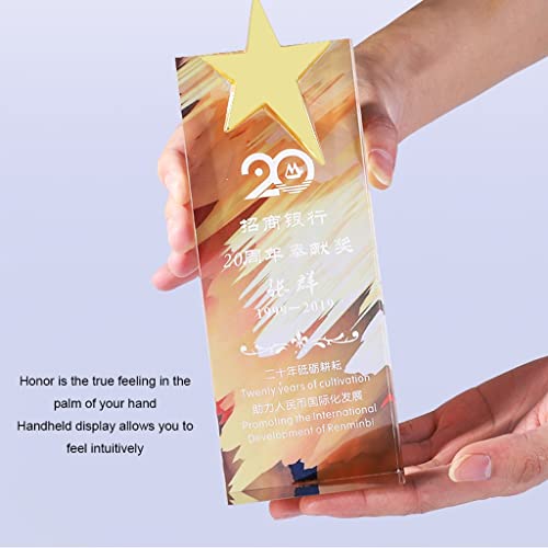 Trofeos de Cristal, Texto Grabado Gratis, impresión en Color Premios de Corona Creativa, Ceremonia Personalización (Color : A, Size : 20 * 8cm)