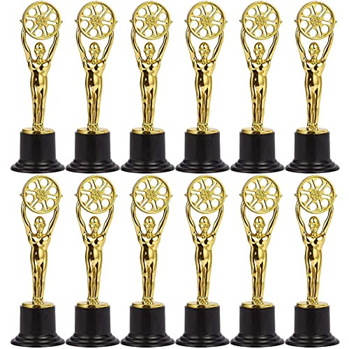 Trofeos en miniatura para cineastas, amantes del cine, fiestas temáticas de Hollywood de Juvale (paquete de 12), en dorado, 15,5 centímetros de alto