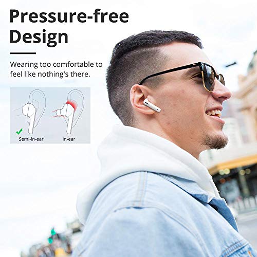 Tronsmart Onyx Ace Auriculares inalámbricos Bluetooth 5.0, Wireless In-Ear Earbuds con 4 micrófonos, Cancelación de Ruido CVC 8.0, Audio Qualcomm aptX, 24H Reproducción, Asistente de Voz-Blanco
