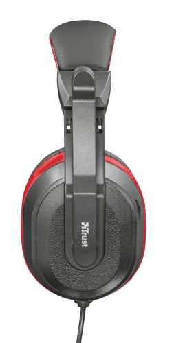 Trust Auriculares para juegos Ziva Over-Ear con micrófono retráctil, negro / rojo