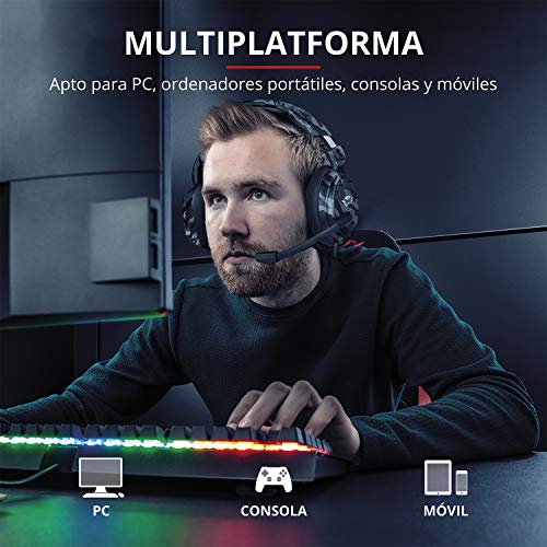 Trust Cascos Gaming GXT 433K Pylo Auriculares Gamer con Micrófono Plegable, Altavoces Activos de 50 mm, Cable Trenzado, para PS4, PS5, PC, Nintendo Switch, Xbox One, Xbox Series X - Negro Camuflaje