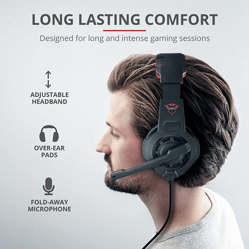 Trust Gaming Cascos Gaming GXT 310 Radius Auriculares Gamer con Micrófono y Diadema Ajustables, Cable de 1 m, para PS4, PS5, PC, Nintendo Switch, Xbox One, Xbox Series X - Negro