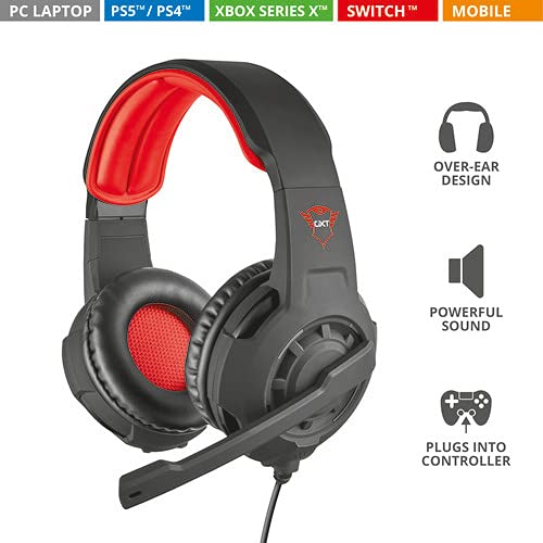 Trust Gaming Cascos Gaming GXT 310 Radius Auriculares Gamer con Micrófono y Diadema Ajustables, Cable de 1 m, para PS4, PS5, PC, Nintendo Switch, Xbox One, Xbox Series X - Negro