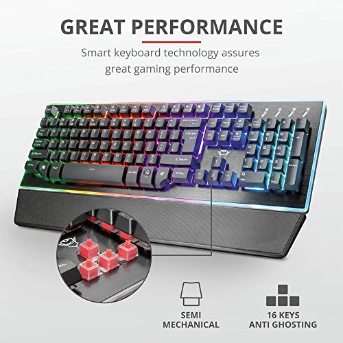 Trust Gaming GXT 860 Thura - Teclado Gaming LED semi mecánico, color negro