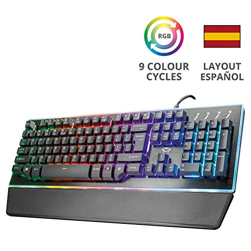 Trust Gaming GXT 860 Thura - Teclado Gaming LED semi mecánico, color negro