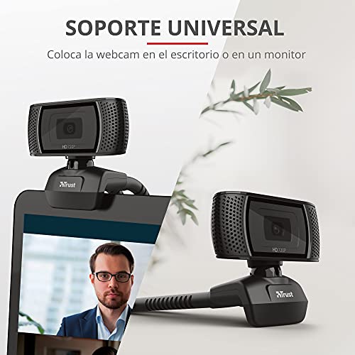 TRUST Webcam con MICROFONO TRINO Video HD 720P con Boton para Foto 8 MGPX USB Negra