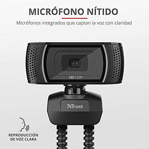 TRUST Webcam con MICROFONO TRINO Video HD 720P con Boton para Foto 8 MGPX USB Negra