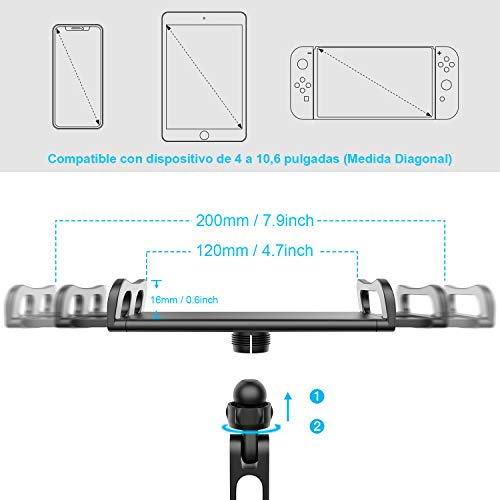 Tryone Soporte Tablet Coche, Soporte Coche Reposacabezas - Soporte Extensible para Tablet Móvil iPad/Samsung Galaxy Tabs/Amazon Kindle Fire HD/Nintendo Switch/Otros Dispositivos de 11.9-26.7cm