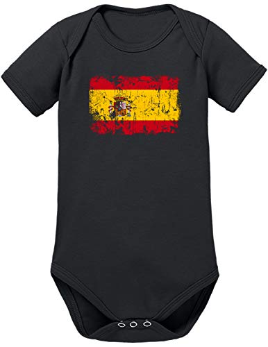 TShirt-People Body para bebé con la bandera de España vintage negro 0-3 Meses