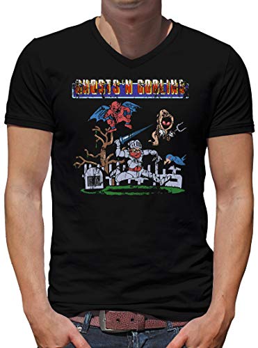 TShirt-People Ghost N Goblins Arcade Gamer - Camiseta para hombre con cuello en V Negro L