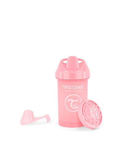Twistshake Juego de Vajilla Bebés Click Mat Mini Plato, 2 Pcs Baberos, Vaso con Boquilla, 6x Bolsas reutilizables, Sin BPA, Rosa/Lila