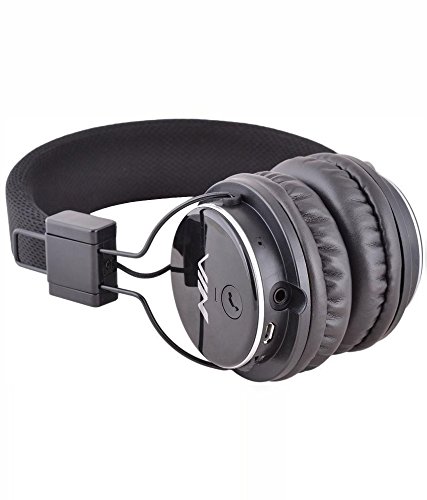 U-009 Foldable Wireless Bluetooth Earphone Headset with Microphone, Micro SD/TF Card, FM Radio,3.5mm Detachable Cable Stereo Hands-Free for Mobile Phone, Tablet, PC, Notebook, Gaming (Black)