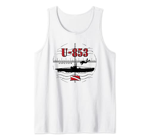 U-853 U-boat Submarine WWII Buceo naufragio Regalos de buceo Camiseta sin Mangas