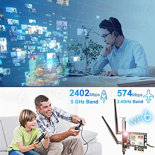 Ubit Tarjeta WiFi 6 para PC | Tarjeta Inalámbrica PCIe WiFi | hasta 3000Mbps con BT 5.1 | Chip Intel AX200, MU-MIMO,OFDMA,Latencia Ultrabaja | Adaptador Tarjeta PCI-E de Doble Banda 802.11AX