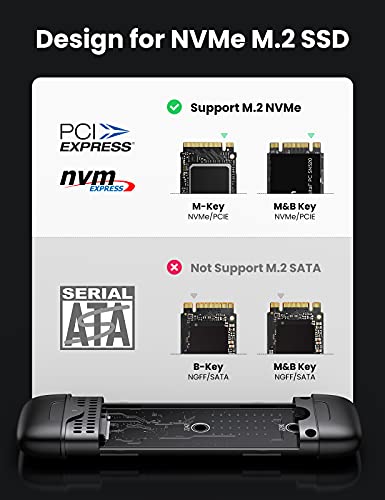 UGREEN 2 En 1 Carcasa M.2 NVMe USB C + USB 3.0, Caja SSD M.2 NVMe PCIe USB 3.1 con UASP, 10Gbps Adaptador M.2 a NVMe para M.2 NVMe SSD M Key B+M Key 2242/2280, Compatible con Macbook Pro M1 2021 Xbox