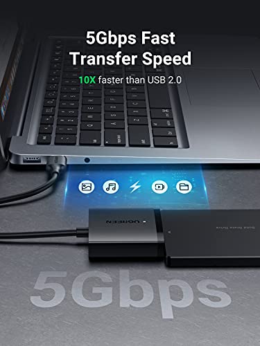 UGREEN Adaptador SATA a USB 3.0, Cable SATA III USB con UASP Cable SATA 3 para 2,5" Discos Duros HDD SDD, Soporta S.M.A.R.T, Trim, Compatible con PC, PS5, PS4, Xbox X/S, Xbox One, 12 TB MAX
