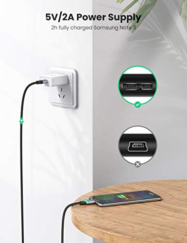 UGREEN Cable Micro B para Disco Duro Externo, Cable USB 3.0 Tipo A a Micro B 5 Gbps Compatible con Galaxy Note 3/S5, Toshiba Canvio Basic, Seagate Backup Plus, Maxtor M3, WD My Passport, 2 Metros