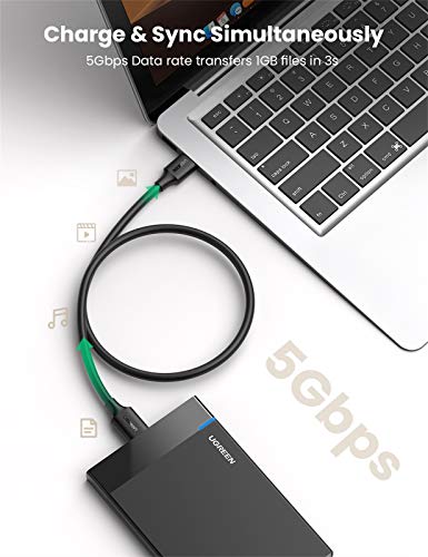 UGREEN Cable USB Micro B para Disco Duro Externo, Cable USB 3.0 Micro B 5Gbps Compatible con Galaxy Note 3/S5, Disco Duro Toshiba Canvio Basic, Seagate Backup, Maxtor M3, WD My Passport, (1 Metro)