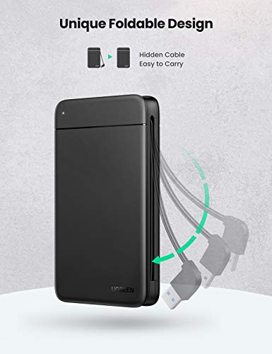 UGREEN Carcasa Disco Duro 2,5", Caja Disco Duro 2,5 USB 3.0 con UASP, Carcasa SSD para HDD SATA I/II/III 7mm 9,5mm, 14 TB MAX, Caja Disco Duro Externa Compatible PC PS5 PS4 Xbox X/S, con Cable USB 3.0