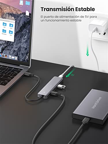 UGREEN Hub USB 3.0, Ladrón USB 3.0 4 Puertos SuperSpeed 5Gbps Compatible con PC, PS5, Raspberry pi 4, MacBook Pro Air, Xbox X/S, PS4, DELL XPS 15, Memoria USB, Teclado, Mac OS, Windows y Linux