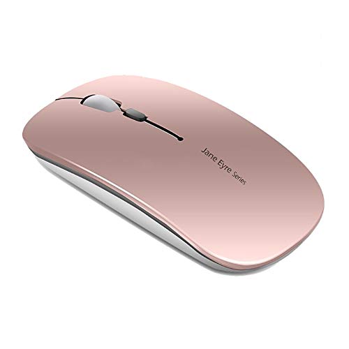 Uiosmuph Q5 Ratón Inalámbrico Recargable, Mouse Wireless 2.4G Mute de Mouse Inalambrico, Ultra Delgado,1600 dpi Ajustable para Portatil/Computadora/Windows/Linux/Vista/PC/Mac (Oro Rosa)