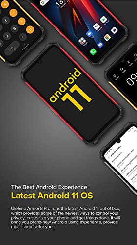 Ulefone Armor 8 Pro Móvil Resistente Android 11, 6.1’’ HD + IP68 Impermeable Antigolpes Teléfono Libre, Helio P60 6GB + 128GB, Cámara Trasera Triple de 16MP, Desbloqueo Facial&Huella Digital Negro