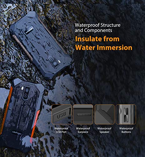 Ulefone Armor X5, 4G Móvil Antigolpes Baratos, MTK6763 Octa-Core 3GB RAM 32GB ROM, Android 9.0 5.5 ”IP68 Impermeable Moviles Todoterreno, Dual SIM, 5000mAh Batería, Desbloqueo Facial NFC Rojo