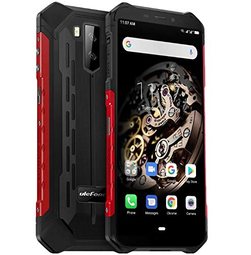 Ulefone Armor X5, 4G Móvil Antigolpes Baratos, MTK6763 Octa-Core 3GB RAM 32GB ROM, Android 9.0 5.5 ”IP68 Impermeable Moviles Todoterreno, Dual SIM, 5000mAh Batería, Desbloqueo Facial NFC Rojo