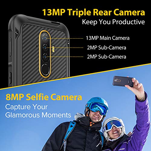 Ulefone Armor X8 Móvil Libre Resistente, Android 10.0 Irrompibles 4G, 5.7 ''HD+, 64GB ROM+4GB RAM, Batería de 5080mAh, Cámara 13MP + 8MP, Doble SIM FM Desbloqueo Facial/NFC, Negro