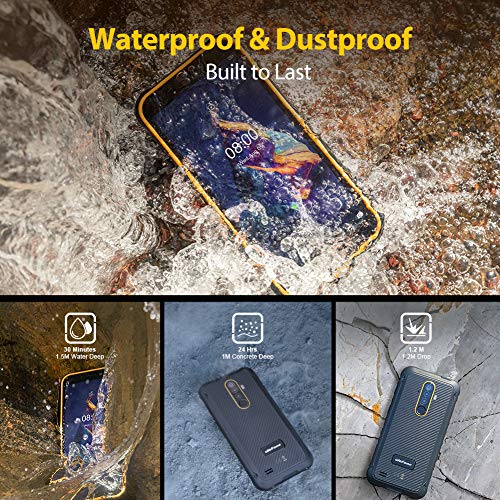 Ulefone Armor X8 Móvil Libre Resistente, Android 10.0 Irrompibles 4G, 5.7 ''HD+, 64GB ROM+4GB RAM, Batería de 5080mAh, Cámara 13MP + 8MP, Doble SIM FM Desbloqueo Facial/NFC, Negro