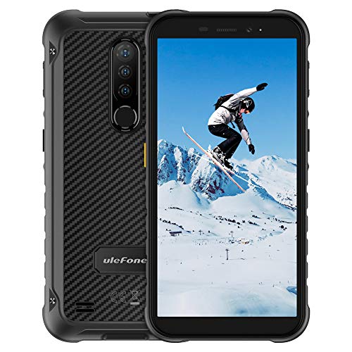 Ulefone Armor X8 Móvil Libre Resistente, Android 10.0 Irrompibles 4G, 5.7 ''HD+, 64GB ROM+4GB RAM, Batería de 5080mAh, Cámara 13MP + 8MP, Doble SIM FM Desbloqueo Facial/NFC, Negro