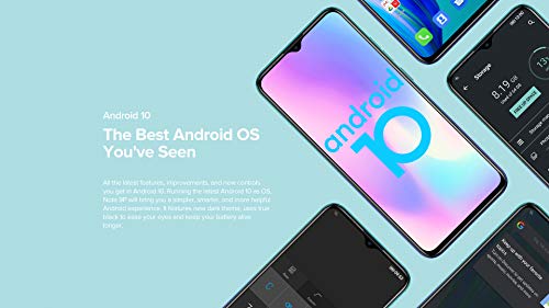Ulefone Note 9P Teléfono Android 10, 6.52 '' Smartphone 16MP Cuatro Cámara, Octa-Core 4GB+64GB, Ranura para 3 Tarjetas, Doble SIM Móvil, 4500mAh Batería OTG, Desbloqueo Facial+Huella Digital Aurora