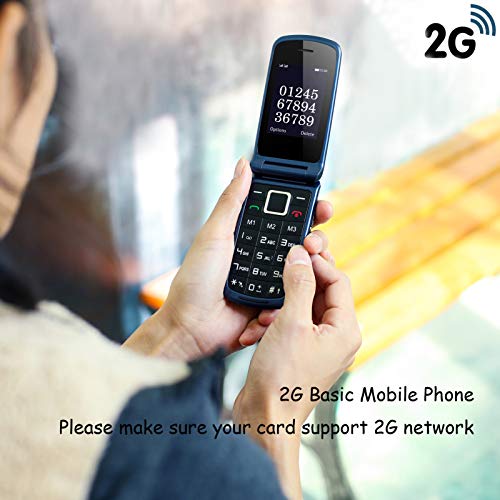 Uleway gsm Teléfono Móvil Simple para Ancianos con Teclas Grandes,SOS Botones,ácil de Usar telefonos basicos para Mayores (Azul)