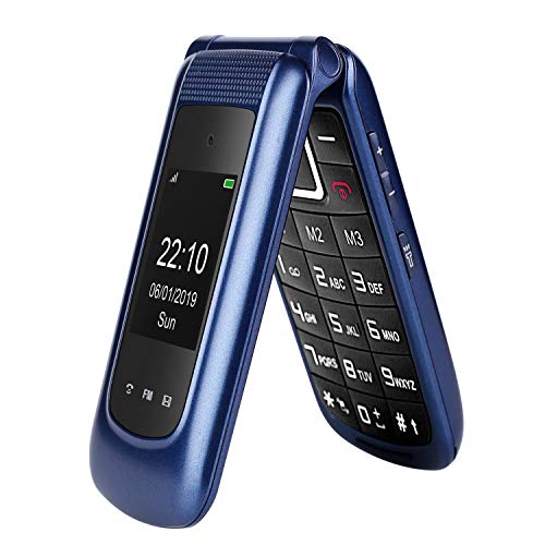 Uleway gsm Teléfono Móvil Simple para Ancianos con Teclas Grandes,SOS Botones,ácil de Usar telefonos basicos para Mayores (Azul)