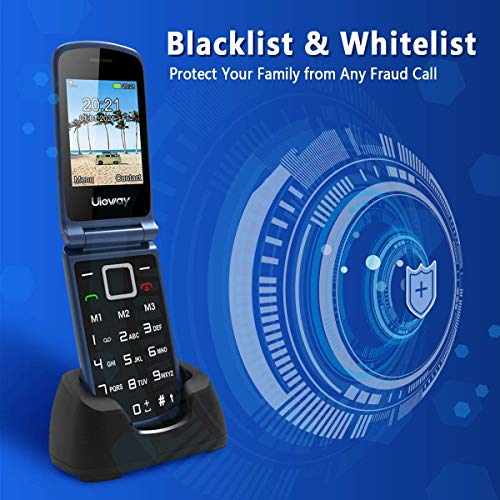 Uleway Teléfono Móvil Simple para Mayores con Teclas Grandes ácil de Usar Telefonos Basicos para Ancianos con SOS Botón, Bluetooth, MP3 Player, Cámara (con 1 * 1000 mAh Batería)