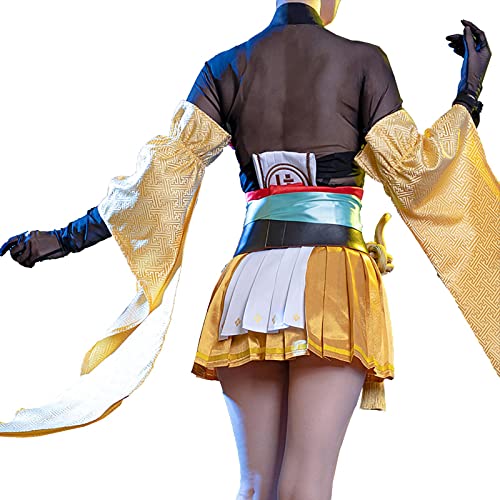 ULLAA Disfraz de cosplay Naraka Bladepoint Demon knife girl falda para fiesta de Halloween de mascarada M Gold