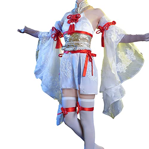 ULLAA Traje de cosplay Naraka Bladepoint Tumen falda de nogal para la fiesta de Halloween de la mascarada M White