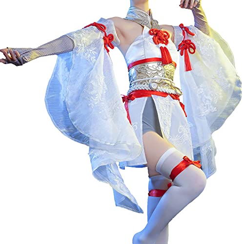 ULLAA Traje de cosplay Naraka Bladepoint Tumen falda de nogal para la fiesta de Halloween de la mascarada M White