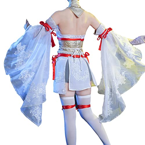 ULLAA Traje de cosplay Naraka Bladepoint Tumen falda de nogal para la fiesta de Halloween de la mascarada M White
